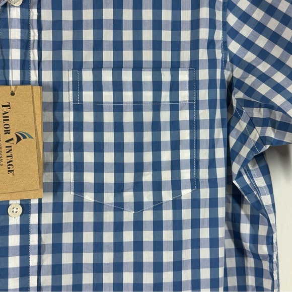 Tailor Vintage Gingham Short Sleeve Button Down Fast Dry Shirt Sz S NWT - Picture 5 of 15